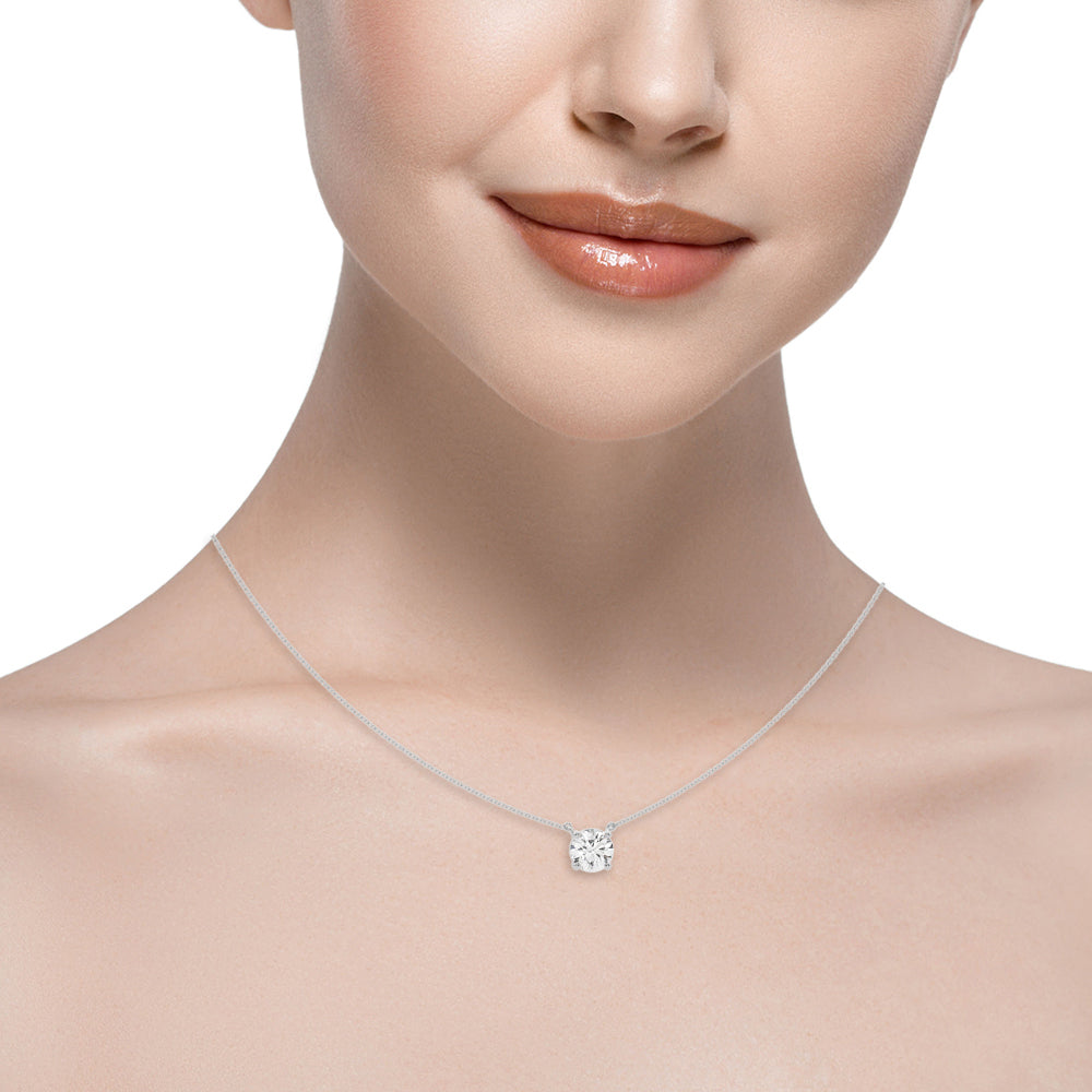 .75ct-3.00ct Lab Diamond Floating Pendant, 14k white-Select Diamond Size