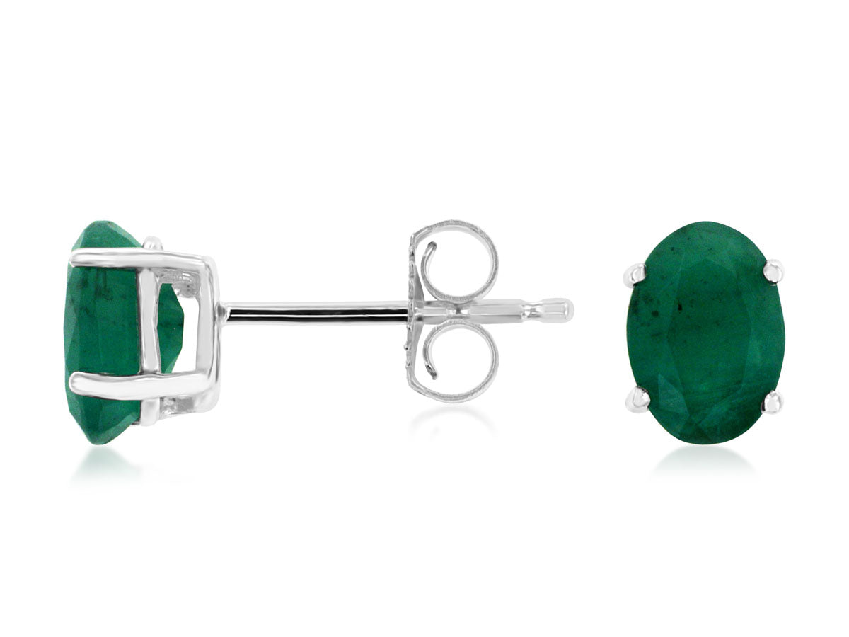 14KW, 1.50 carat total weight, natural emerald stud earrings.