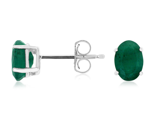 14KW, 1.50 carat total weight, natural emerald stud earrings.
