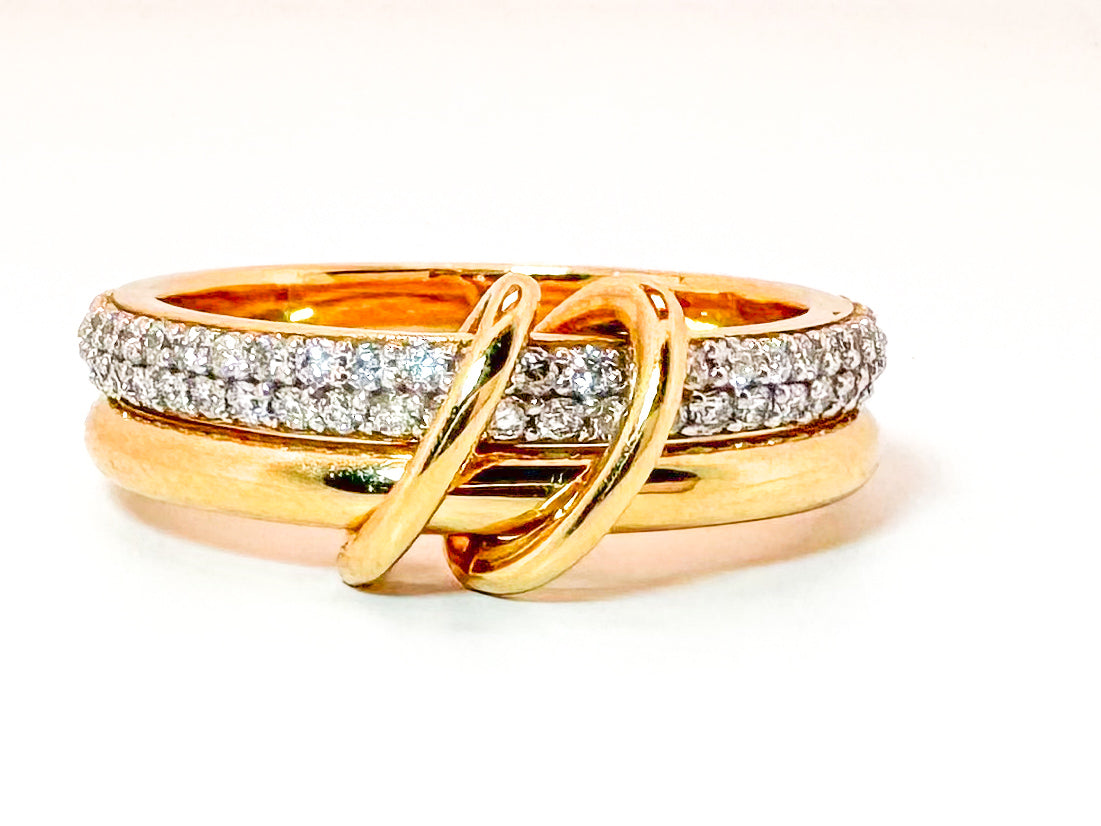 14K,yellow gold .70 carat total weight, Spinali ring. Lab grown