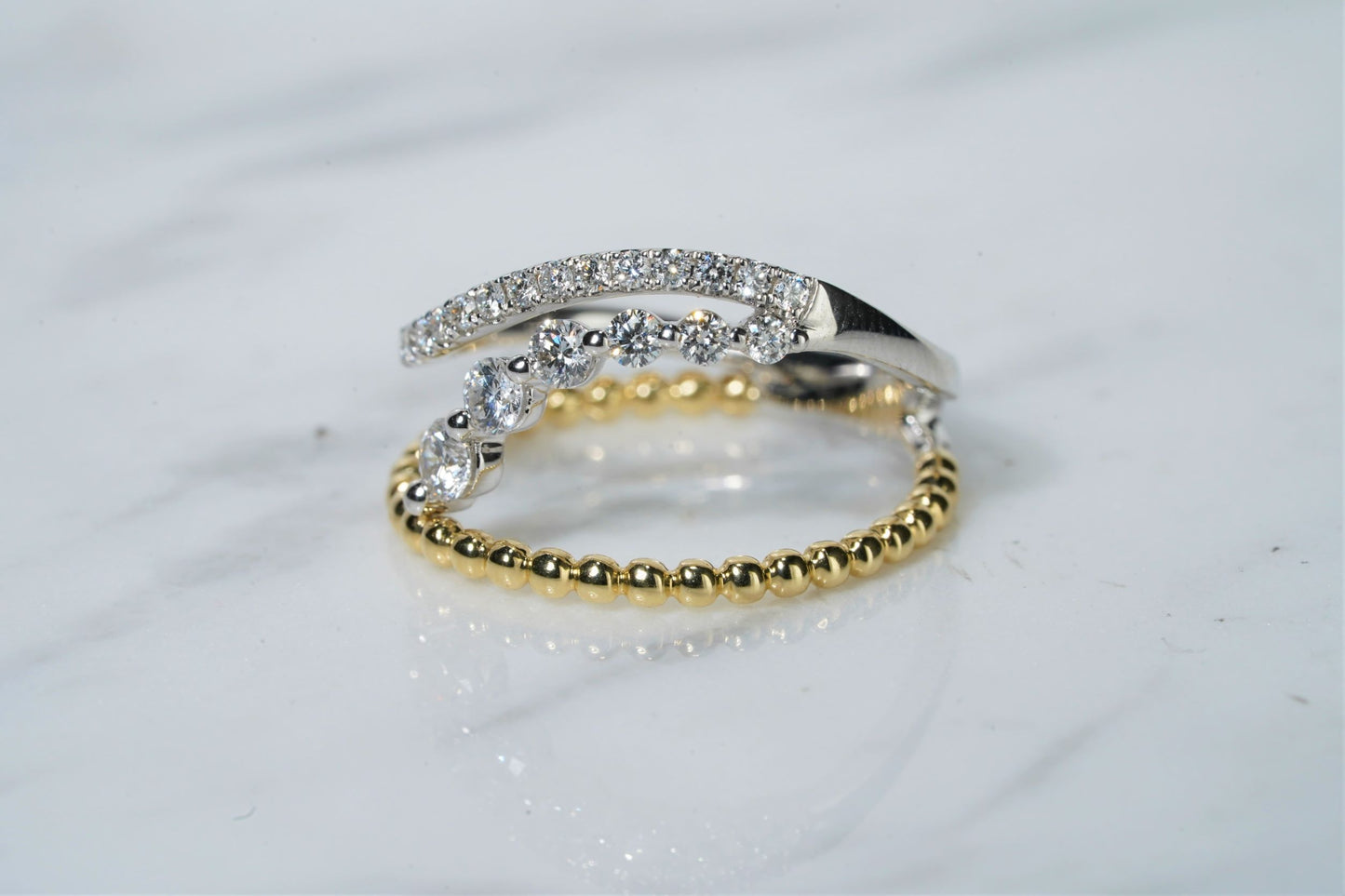 White and Yellow gold Freeform Ring
