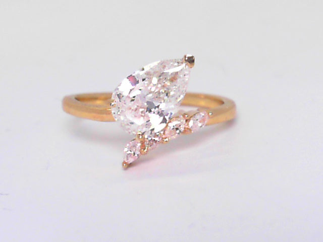 1.26ct Natural Pear Diamond with .30ctw marquis sides