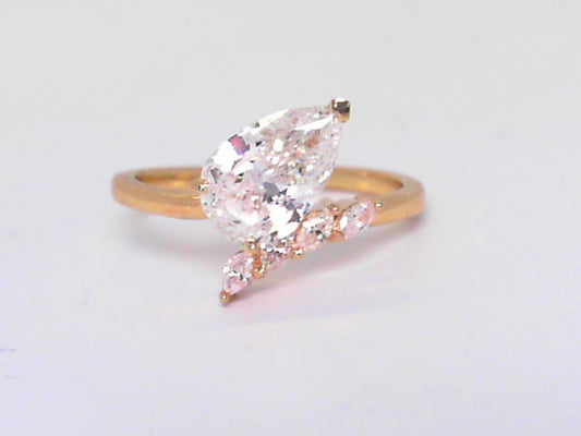 1.26ct Natural Pear Diamond with .30ctw marquis sides