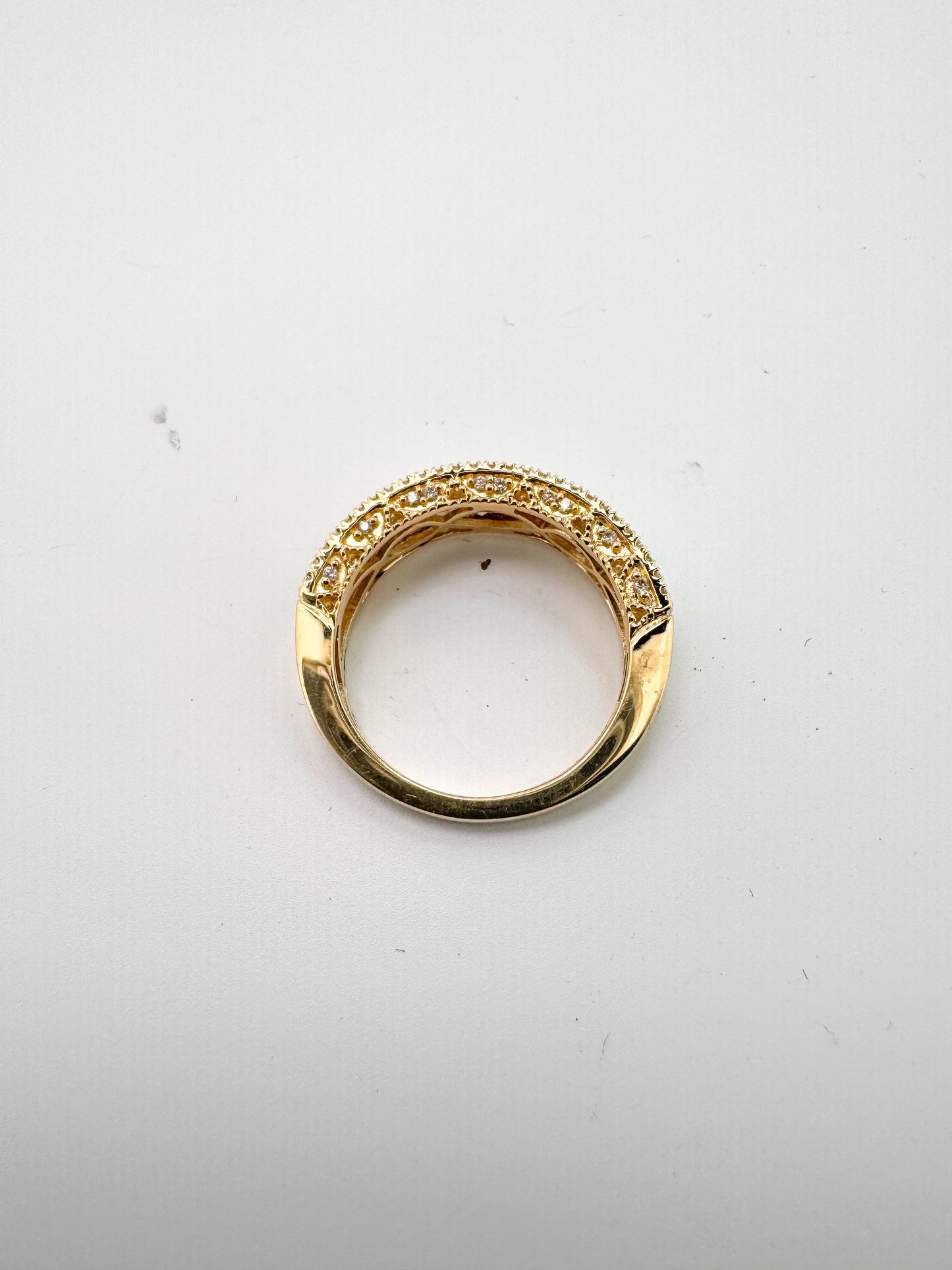 14k, Yellow gold ,princess cut and round brilliant diamond band.1.27 carats of natural diamonds.