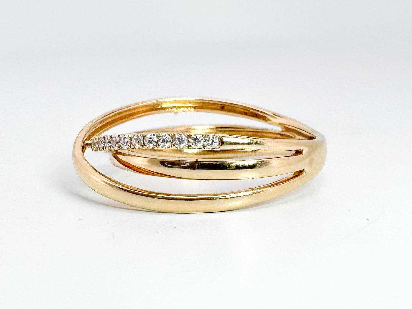 14k, yellow gold, multi, diamond band ring. .15 carats.