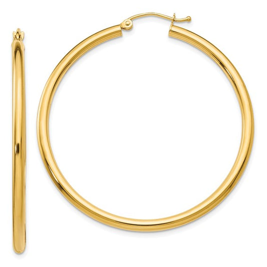 14k gold hoops 2.5mm wide by 45mm diameter