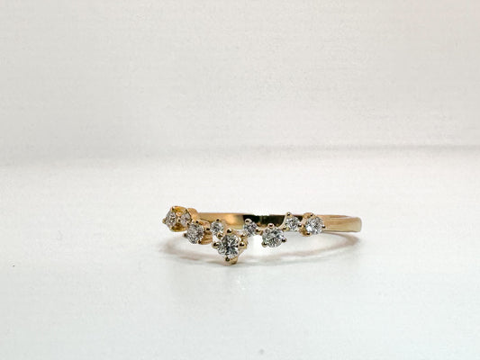 14k, Yellow gold .20 carat total weight, diamond wedding band