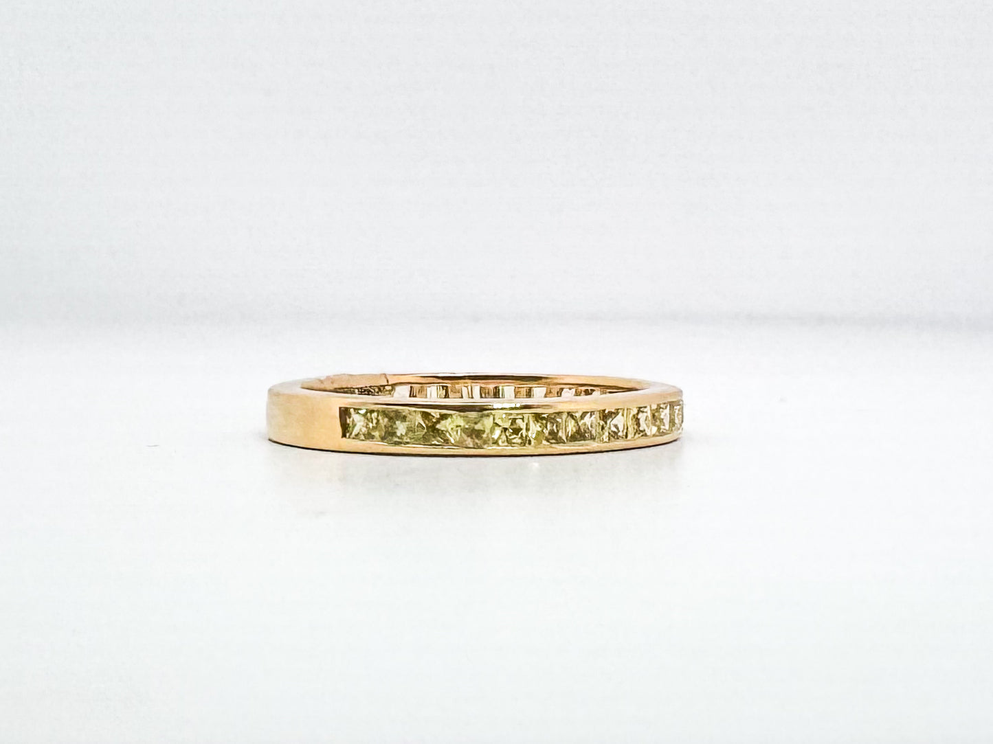 14K, yellow gold, natural yellopw sapphire band .79 cararts
