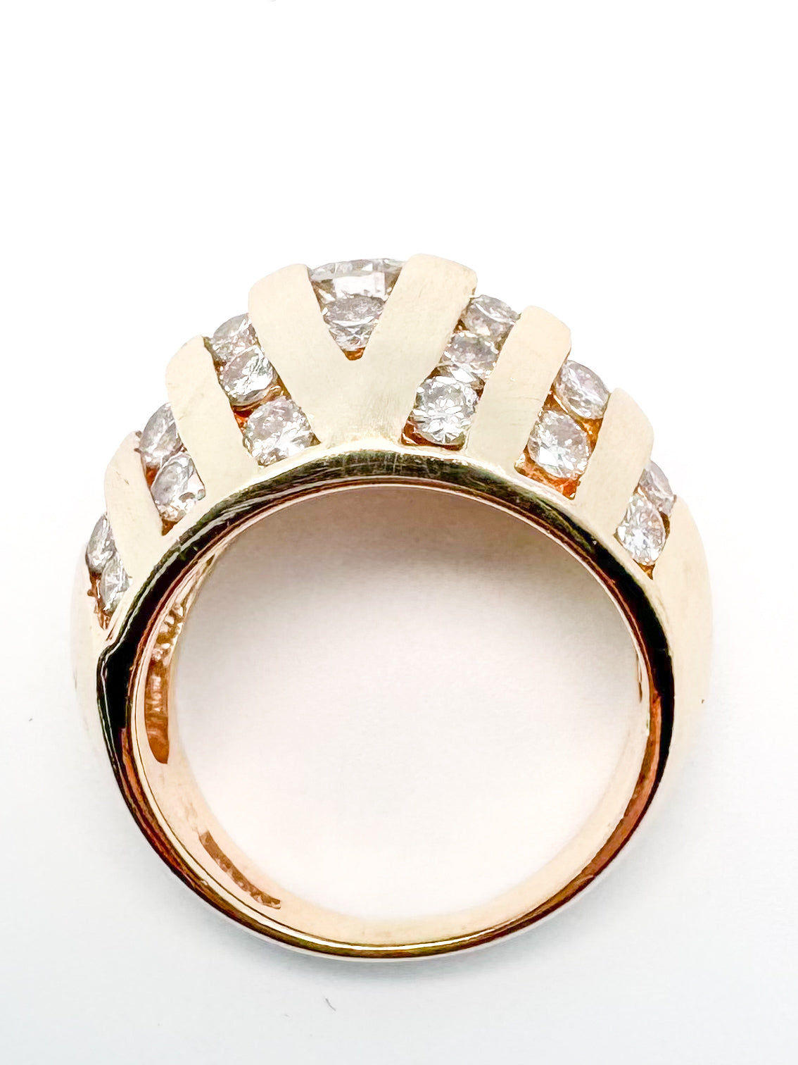 14k yellow gold estate diamond domed ring. 1.00 carat total weight.