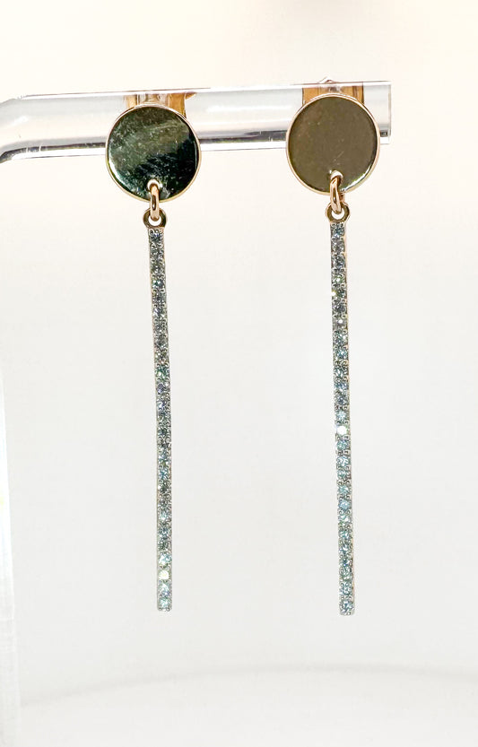 14K, yellow gold, lab diamond drop earrings