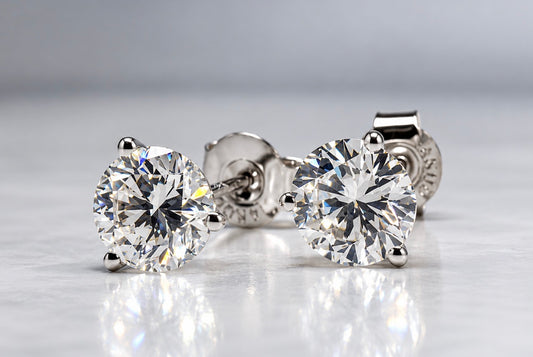 14K, White gold, 4.00 carat toal weight, lab grown diamond stud earrings. IGI certified