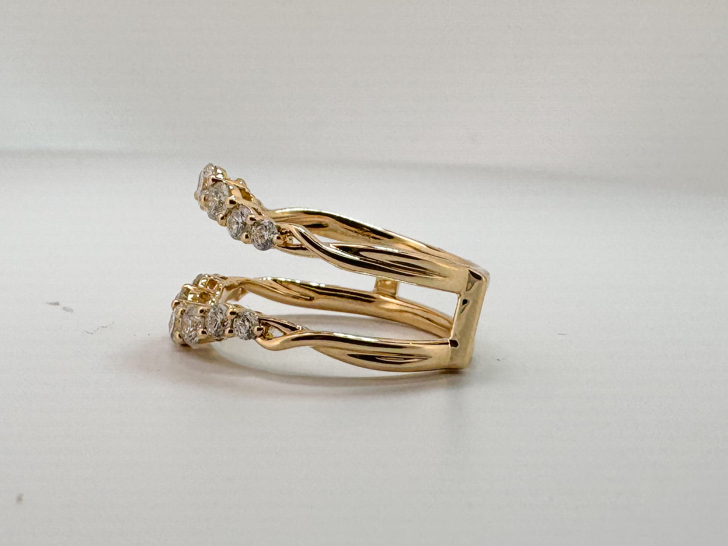 14k, Yelloow gold, .92 diamond total weight, wrap band.