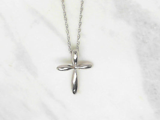 Dainty white gold cross