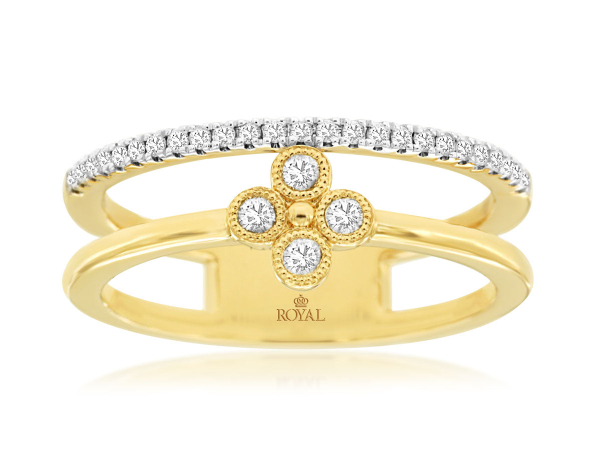 14k, two tone, cross diamond ring.