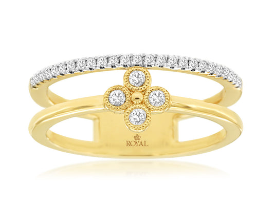14k, two tone, cross diamond ring.