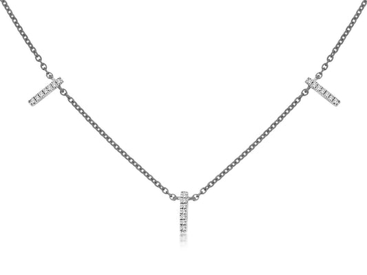14k, White Gold, .16 carat total weight, Diamond Station Necklace