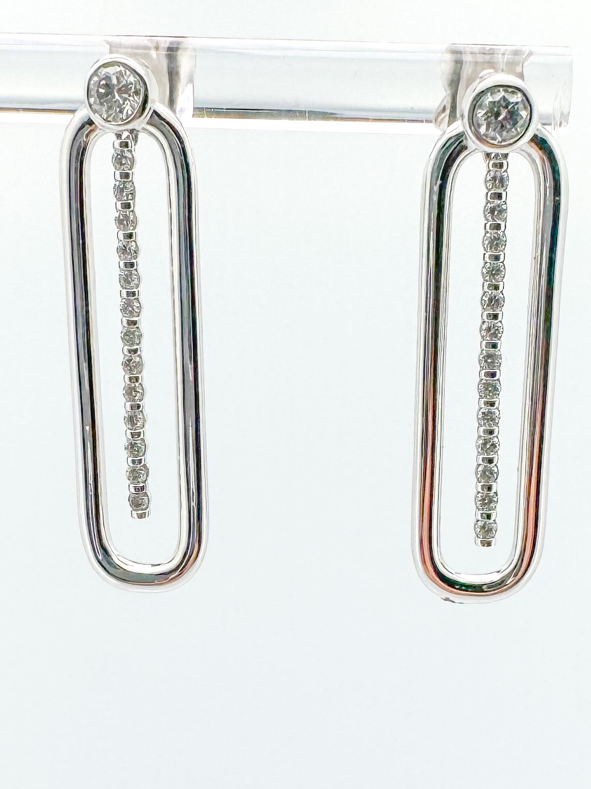 14k Modern diamond dangle earrings .43 diamond total weight