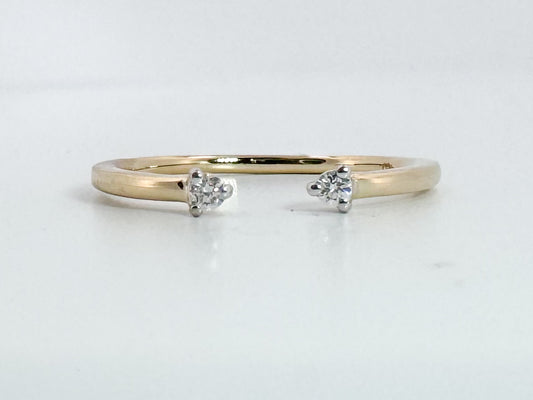 14K, Yellow gold, two diamond, open concept band. .05 carat total weight.