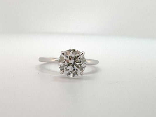 14K, White gold, 2.00 carat center stone lab grown with a hidden halo.