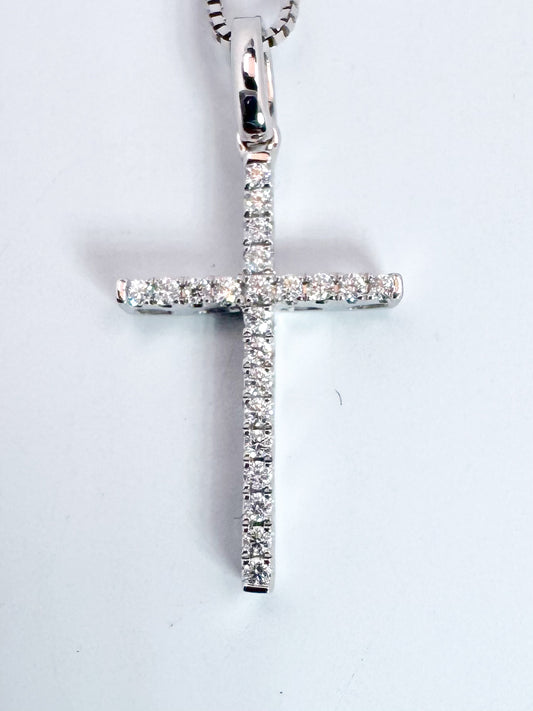 14k, white gold, .10 dtw pave diamond cross