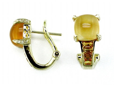 14k, Yellow Gold 5.75 carat, .10 carat total weight, Citrine & Diamond Earrings