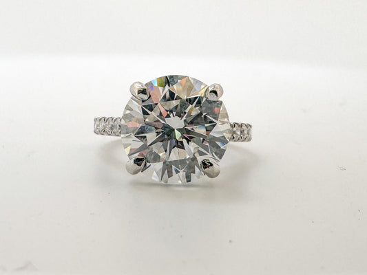 Platinum 7.01 VS2 G Ideal cut round brilliant set with .43 side diamonds GIA CERTIFIED