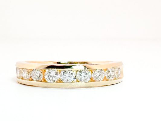 14K, yellow gold, .75 carat total weight, channel set band.