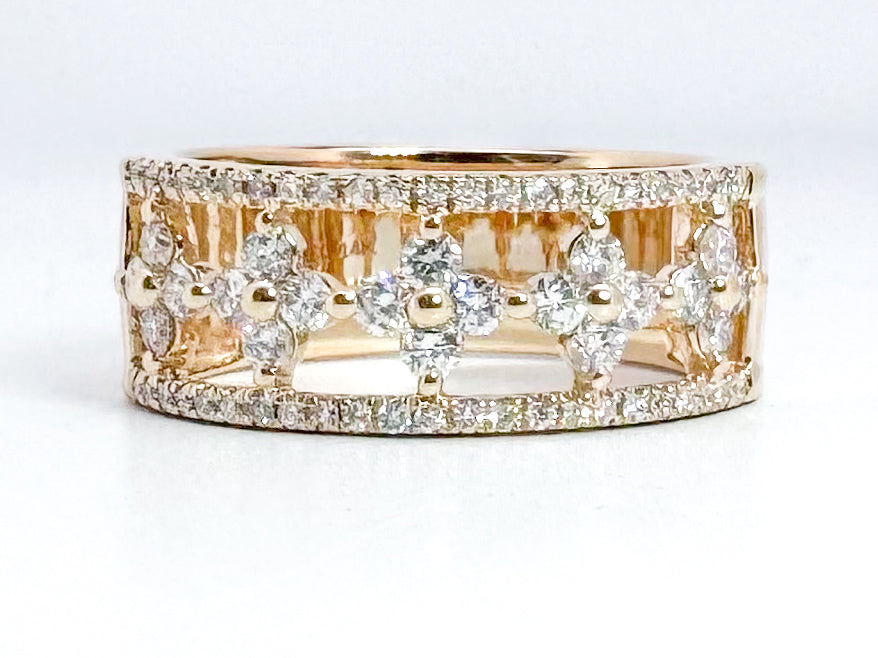 14K yellow gold, .63 diamond total weight fashion ring.