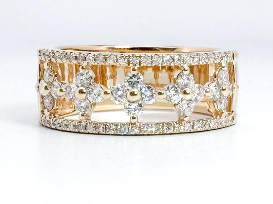 14K yellow gold, .63 diamond total weight fashion ring.