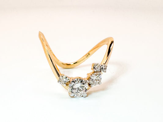 14K, Yellow gold, .73 carats, Lab diamond, modern  band