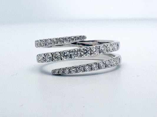 14k, white gold .73 carat total weight bypass diamond ring.