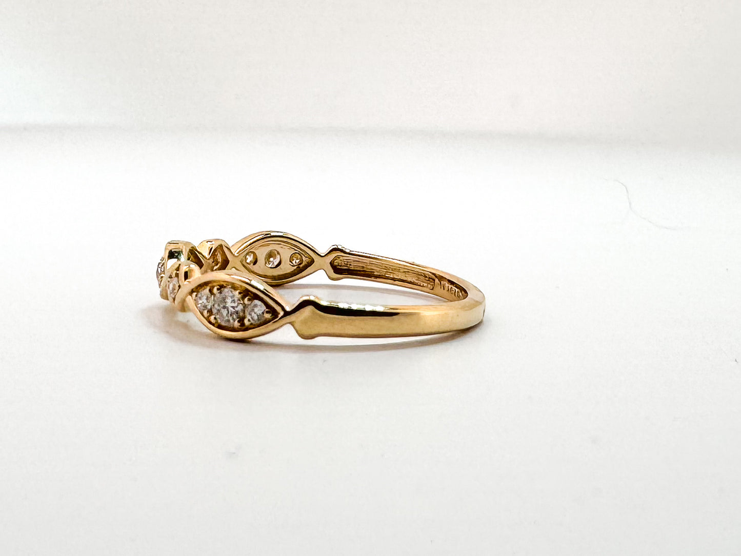 14k, Yellow gold .20 diamond total weight, wedding band/ stacker band