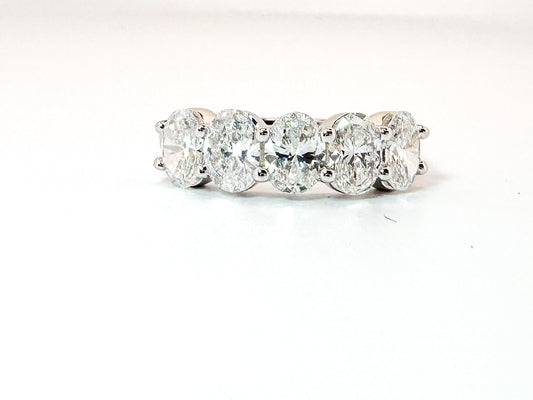 14k, White gold, Lab grown, five oval, diamond band 2.00 ctw
