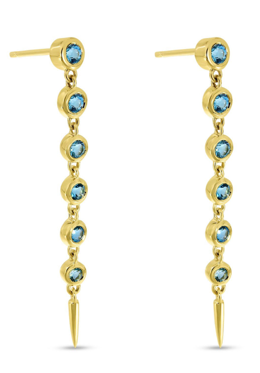 14K, Yellow gold, blue topaz drop earrings