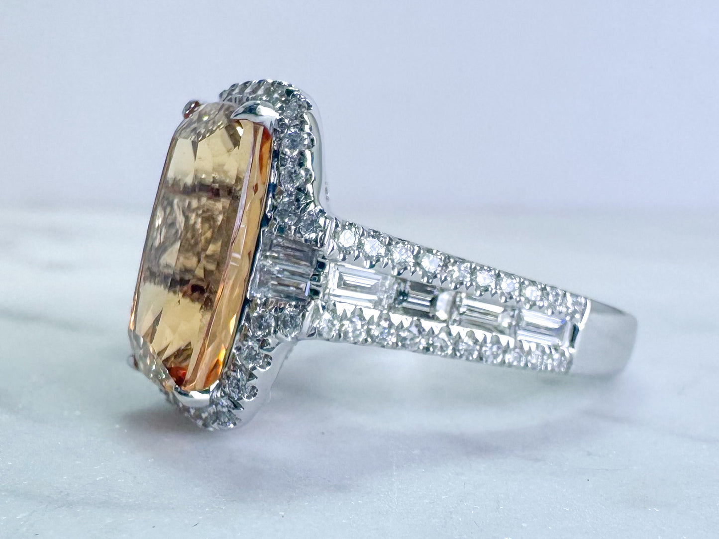 Imperial Topaz and diamond fashion ring