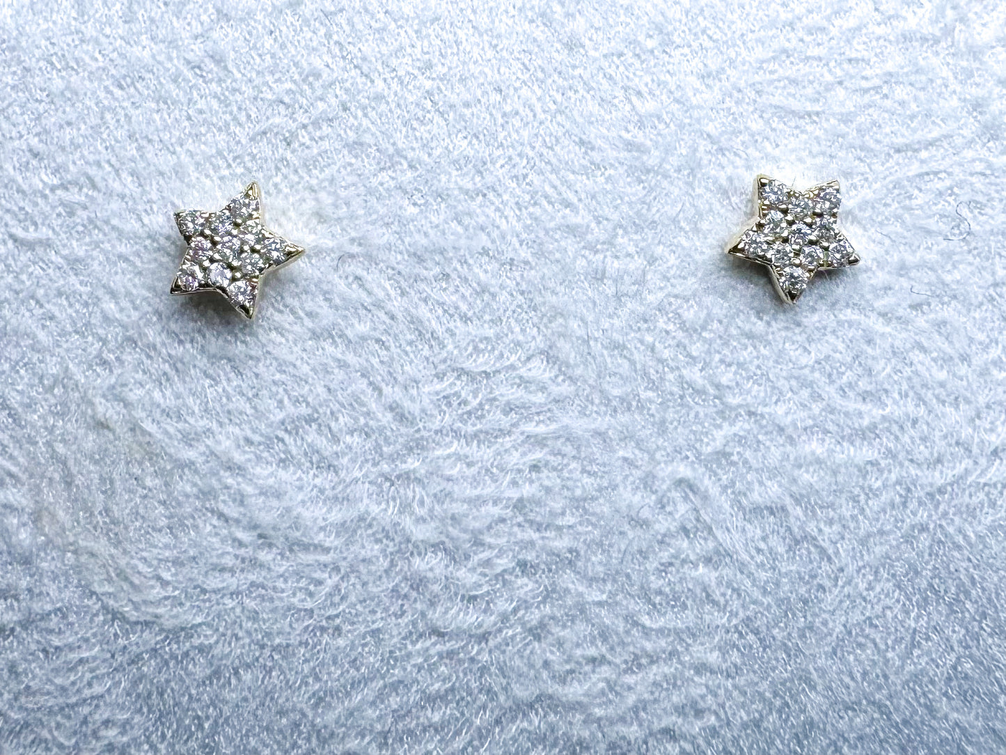 14k, yellow gold, .10 carat total weight, pave diamond star earrings.