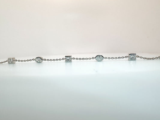 14K, White gold, oval and princess cut, lab grown diamond bracelet.
