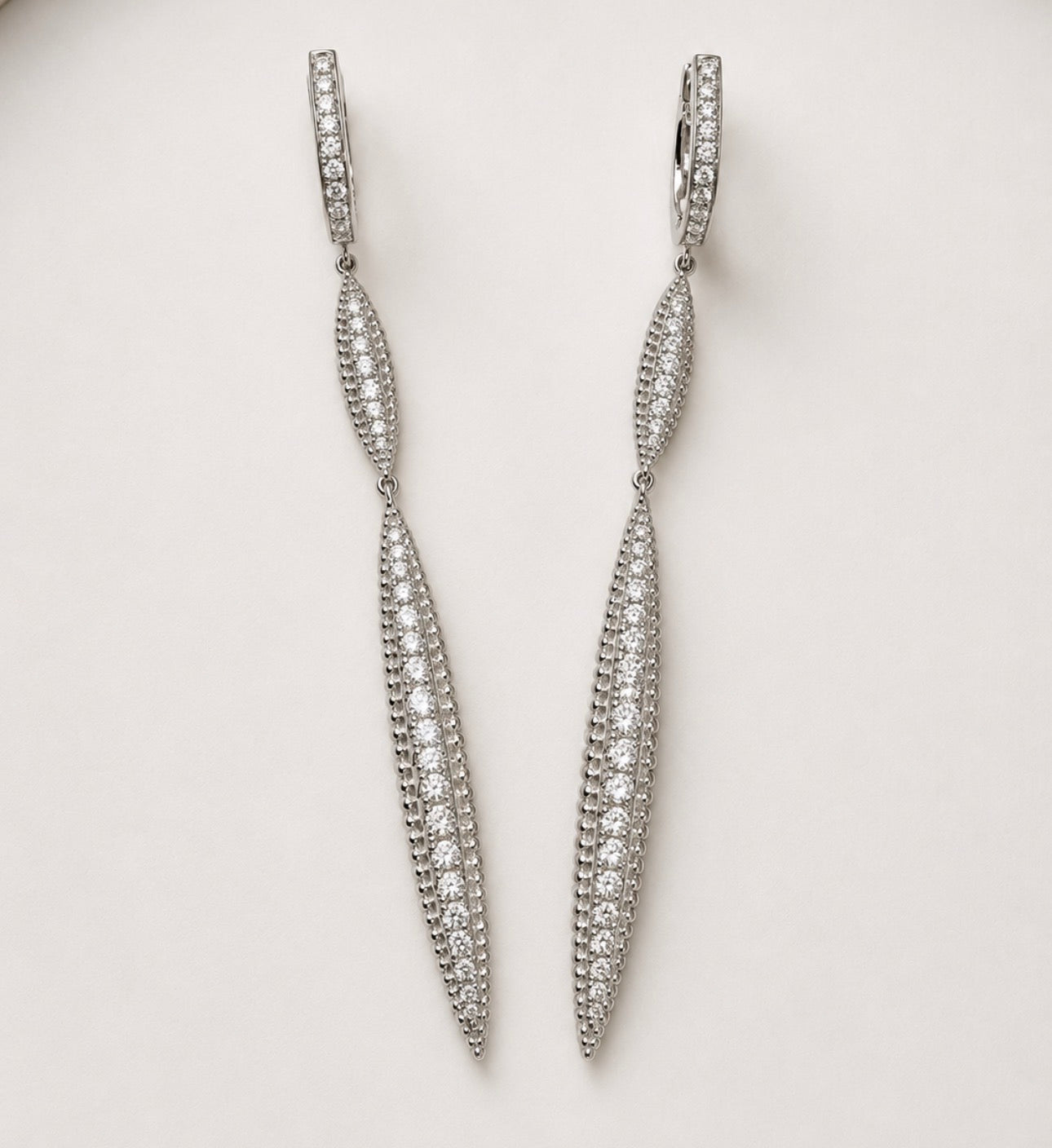 18k,White gold, 1.48 diamond total weight, " Spike" earrings