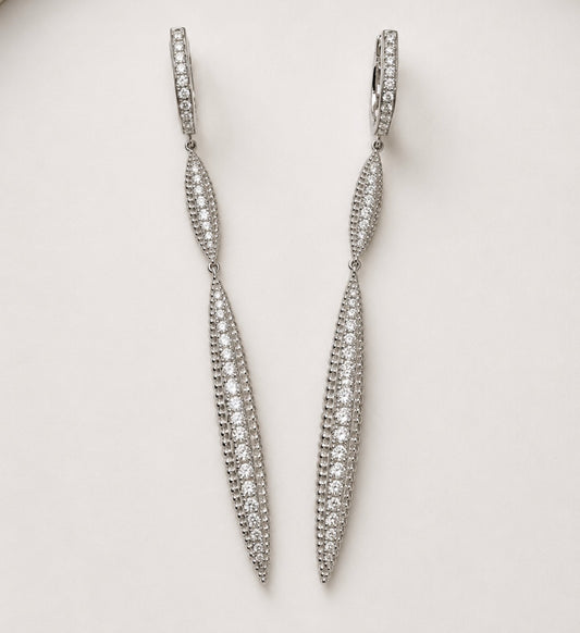 18k,White gold, 1.48 diamond total weight, " Spike" earrings