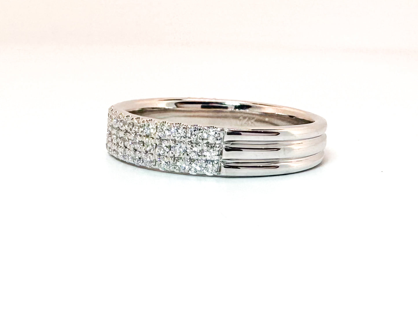 White Gold 3 Row .60 CARATS  Diamond Band