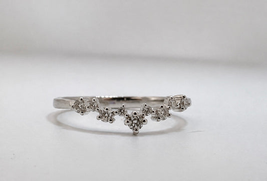 Platinum .20 carat total weight, natural diamond, scatter, contour band.