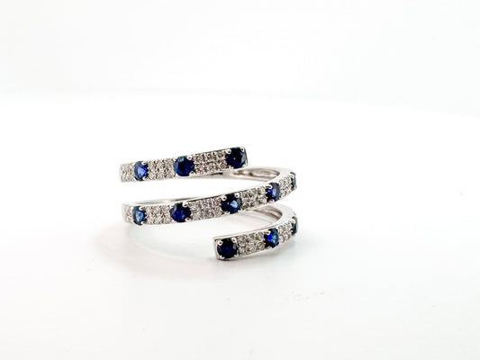 14K,White gold, natural sapphire and diamond ring.