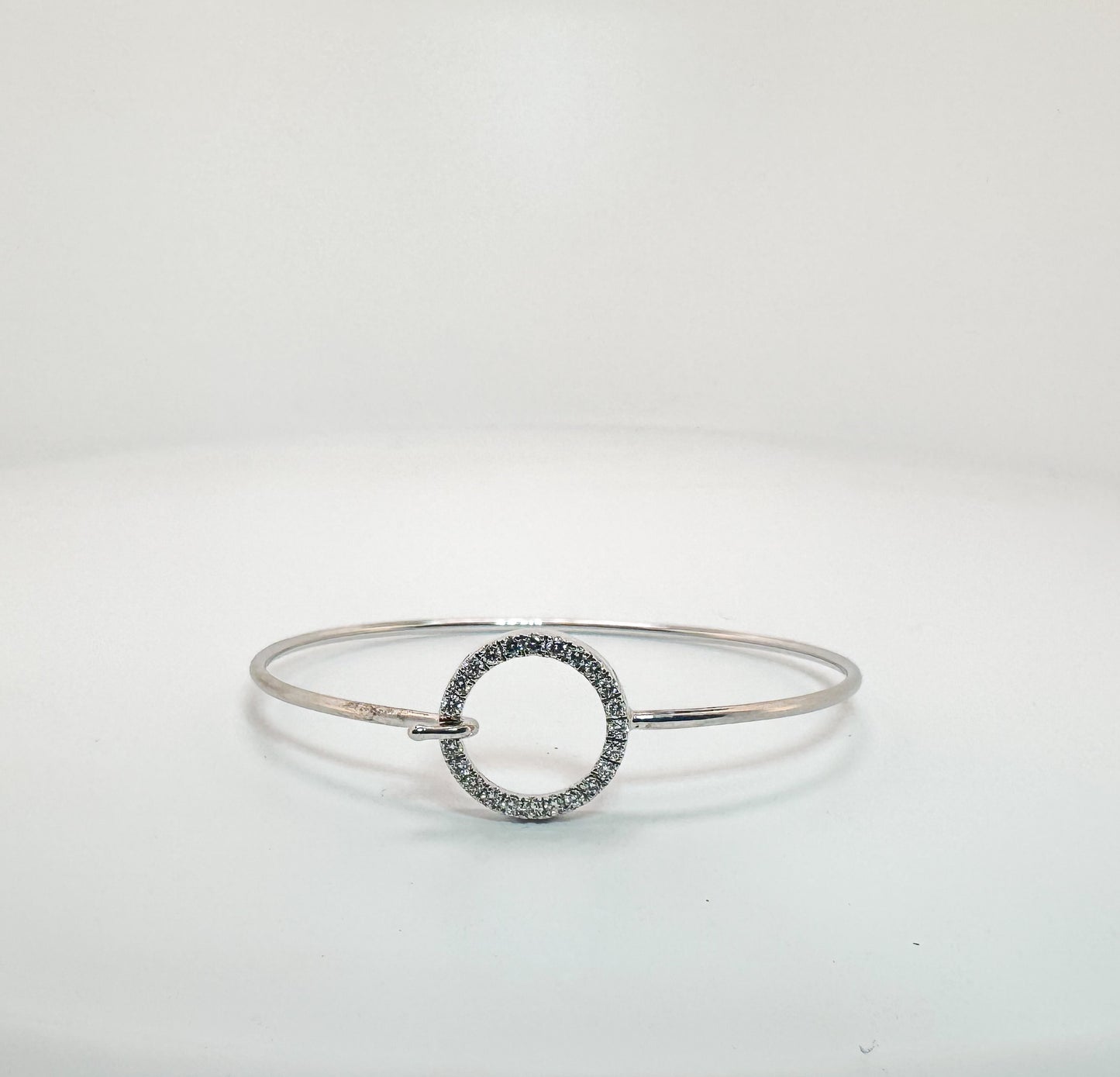 14k, white gold, .27 carat total weight, lab grown diamond bangle bracelet.