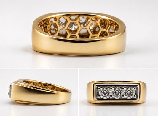14KY .74 Diamond total weight, men's diamond ring.