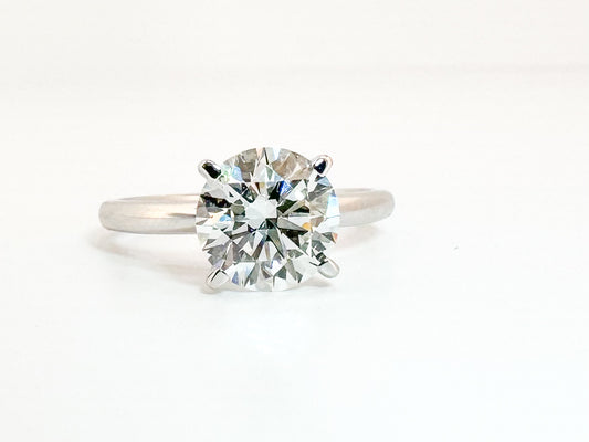 14K, white gold, 2.03 lab grown round brilliant, VS1 G solitaire engagement ring