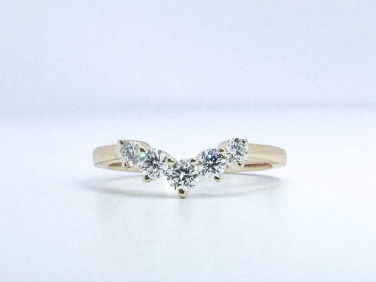 14k, yellow gold .42 carat total weight, chevron wedding band.