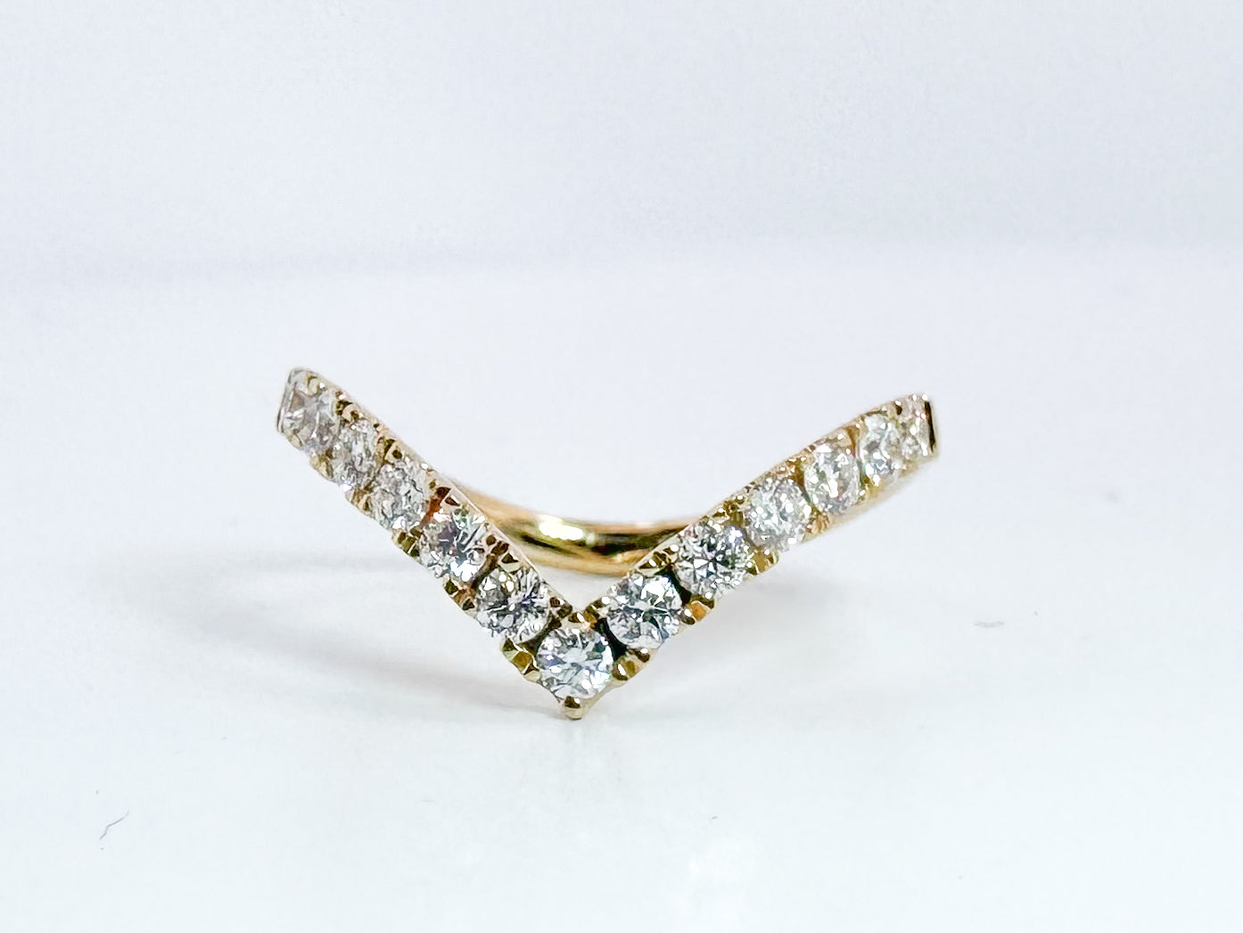 14k, Yellow gold .48 diamond total weight, chevron ring