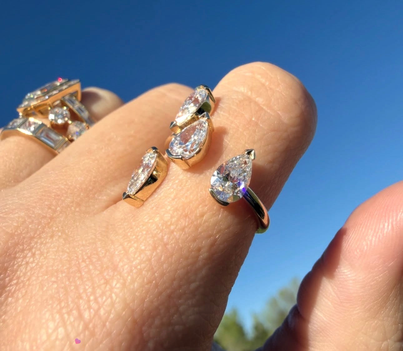 14KY 2.20 carats total weight, open concept fashion ring.