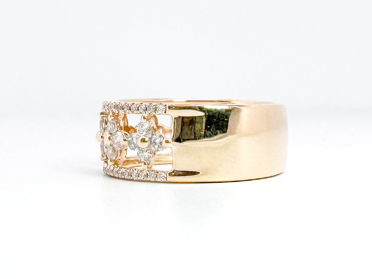 14K yellow gold, .63 diamond total weight fashion ring.