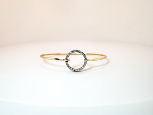 14K, yellow gold .29 diamond total weight, circle bangle. Lab grown